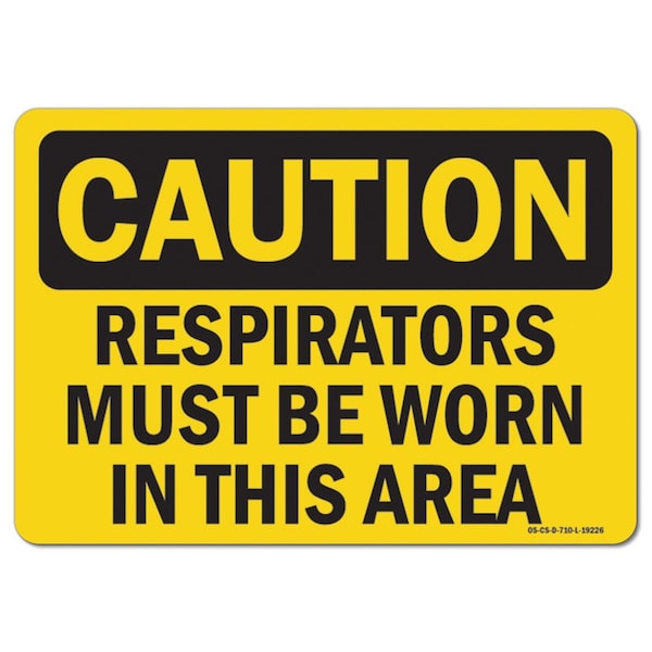 OSHA, Respirators Must Worn In This Area, 5in X 3.5in, 10PK, 3.5" H, 5" W, Landscape, PK10